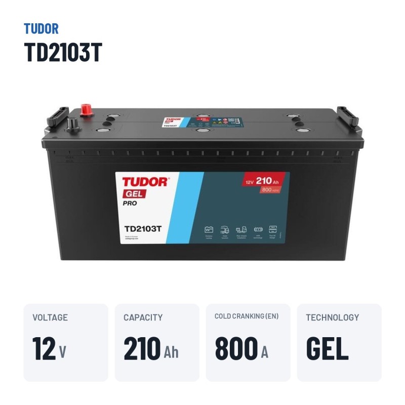 Truck battery Tudor TD2103T 12V 210Ah 800A GEL – key specs