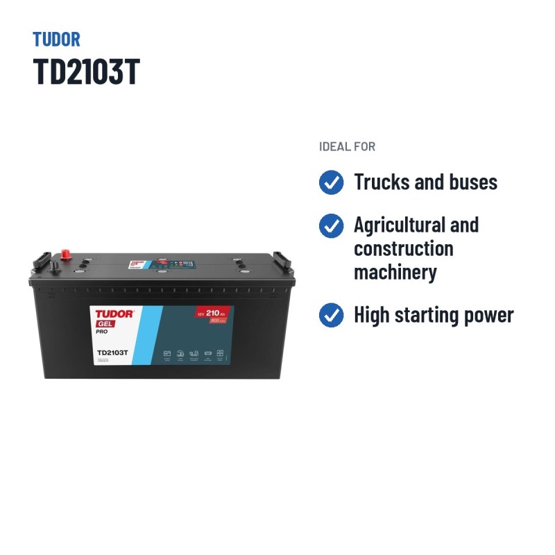 Truck battery Tudor TD2103T 12V 210Ah 800A GEL – recommended uses