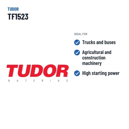 Batterie camion Tudor TF1523 12V 152Ah 1130A – utilisations recommandées