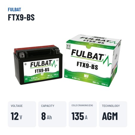 Batterie moto Fulbat FTX9-BS 12V 8.4Ah 135A AGM – caractéristiques clés