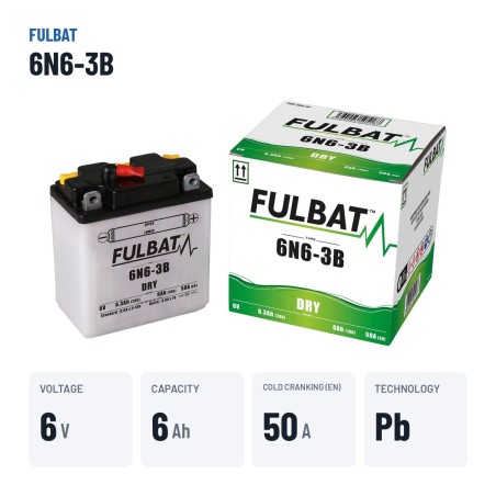 Batteria moto Fulbat 6N6-3B 6V 6.3Ah 50A – dati principali