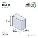 Batterie moto Fulbat 6N4B-2A 6V 4.2Ah 35A – dimensions 102 × 48 × 96 mm