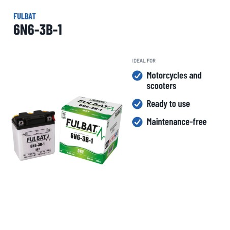 Bateria de mota Fulbat 6N6-3B-1 6V 6.3Ah 50A – utilizações recomendadas