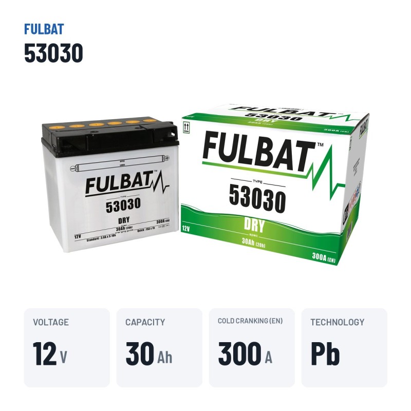 Batteria moto Fulbat 53030 12V 30Ah 300A – dati principali