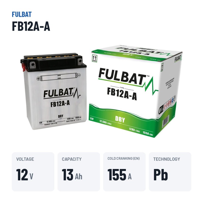 Batteria moto Fulbat FB12A-A 12V 12.6Ah 155A | baterias.com