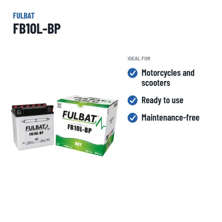 Batterie moto Fulbat FB10L-BP 12V 11.6Ah 165A – utilisations recommandées