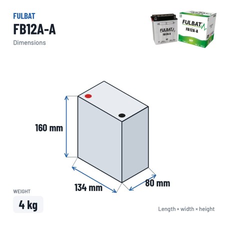 Batteria moto Fulbat FB12A-A 12V 12.6Ah 155A | baterias.com