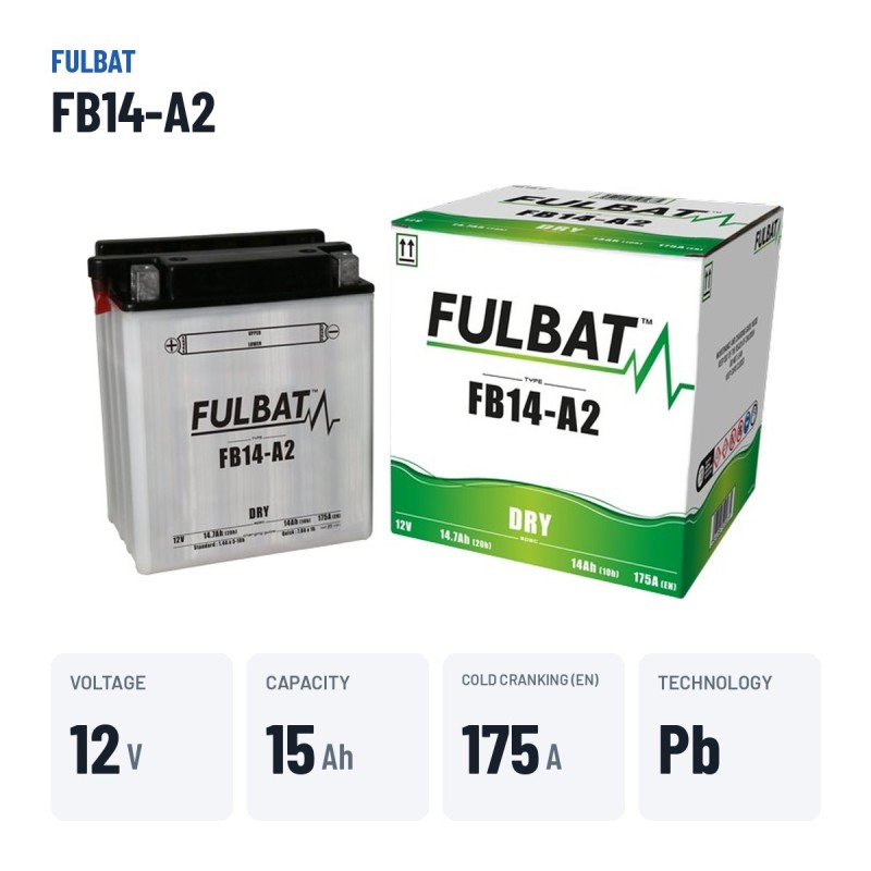 Bateria de mota Fulbat FB14-A2 12V 14.7Ah 175A – dados principais