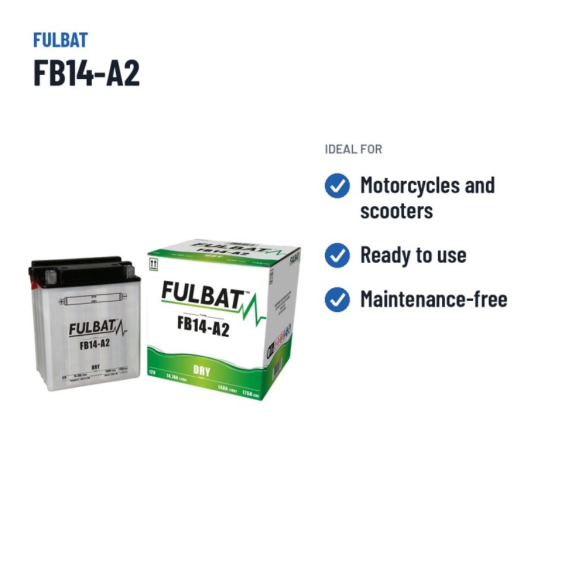 Bateria de mota Fulbat FB14-A2 12V 14.7Ah 175A – utilizações recomendadas