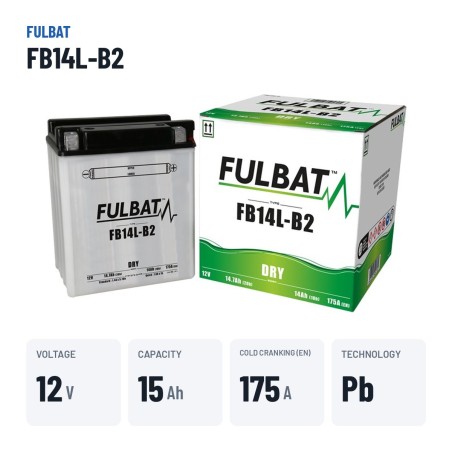 Motorcycle battery Fulbat FB14L-B2 12V 14.7Ah 175A – key specs