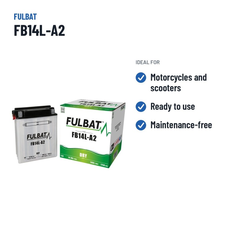 Batería de moto Fulbat FB14L-A2 12V 14.7Ah 175A – usos recomendados