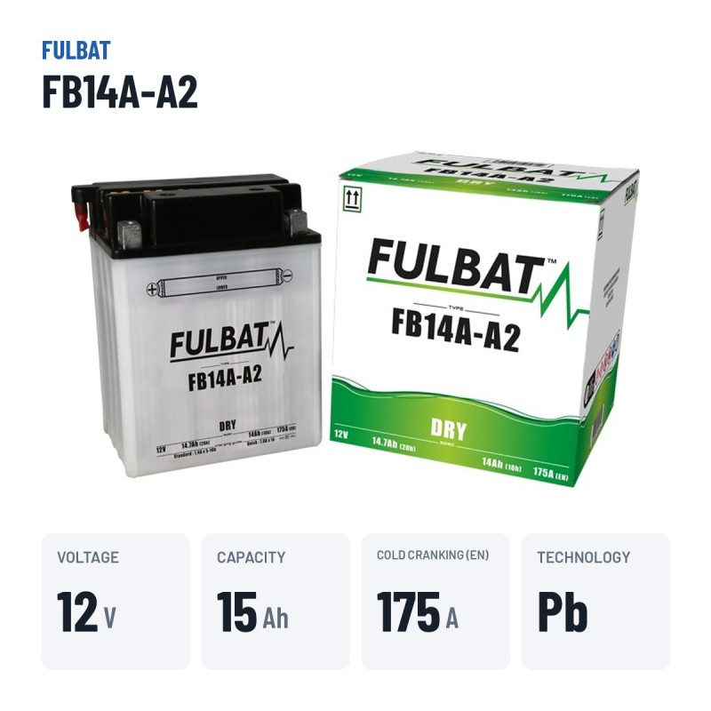 Batterie moto Fulbat FB14A-A2 12V 14.7Ah 175A – caractéristiques clés