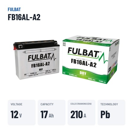 Batterie moto Fulbat FB16AL-A2 12V 16.8Ah 210A | baterias.com
