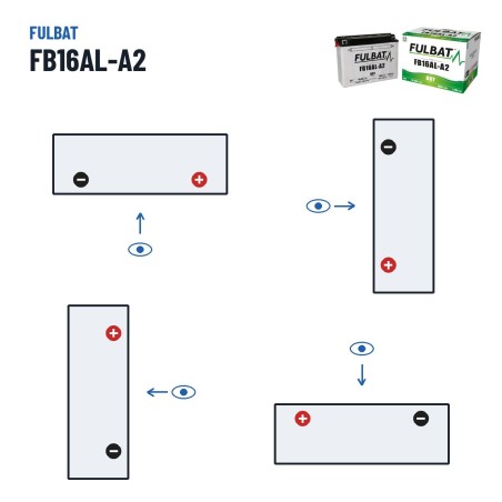 Batterie moto Fulbat FB16AL-A2 12V 16.8Ah 210A | baterias.com