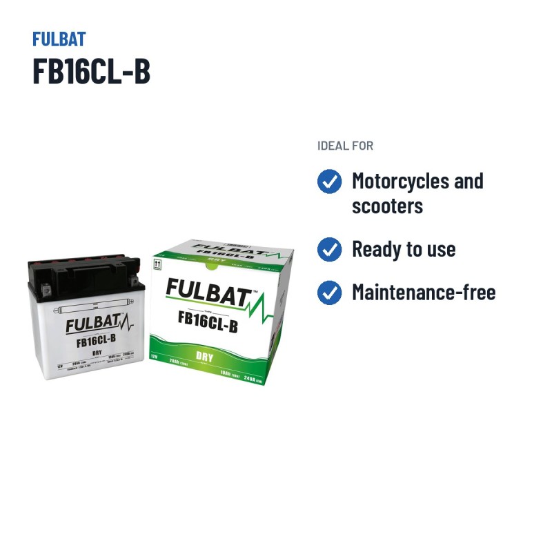 Batteria moto Fulbat FB16CL-B 12V 20Ah 240A – usi consigliati
