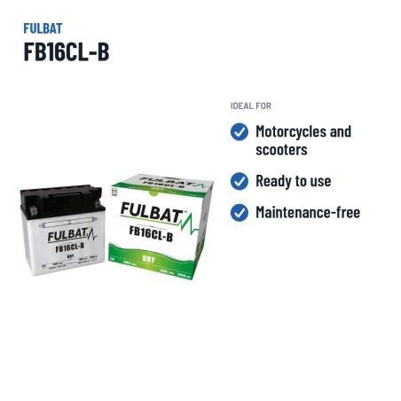 Bateria de mota Fulbat FB16CL-B 12V 20Ah 240A – utilizações recomendadas