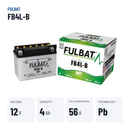 Batterie moto Fulbat FB4L-B 12V 4.2Ah 56A – caractéristiques clés