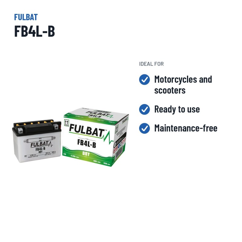 Batería de moto Fulbat FB4L-B 12V 4.2Ah 56A – usos recomendados