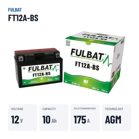 Batterie moto Fulbat FT12A-BS 12V 10.5Ah 175A AGM – caractéristiques clés