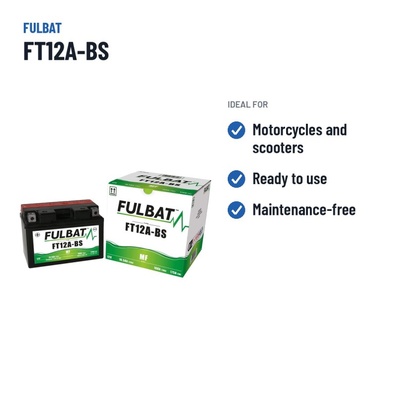 Batterie moto Fulbat FT12A-BS 12V 10.5Ah 175A AGM – utilisations recommandées
