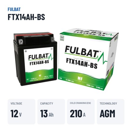 Batterie moto Fulbat FTX14AH-BS 12V 12.6Ah 210A AGM – caractéristiques clés