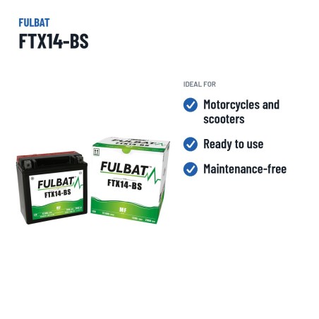 Batería de moto Fulbat FTX14-BS 12V 12.6Ah 200A AGM – usos recomendados