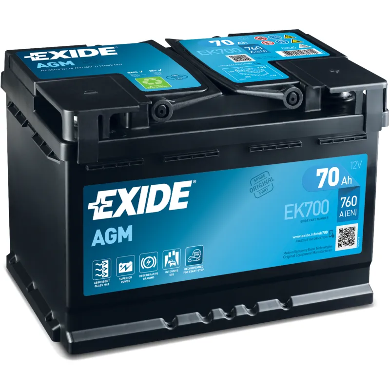 Exide EK700. batteria di avviamento Exide 70Ah 12V