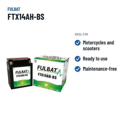 Batería de moto Fulbat FTX14AH-BS 12V 12.6Ah 210A AGM – usos recomendados