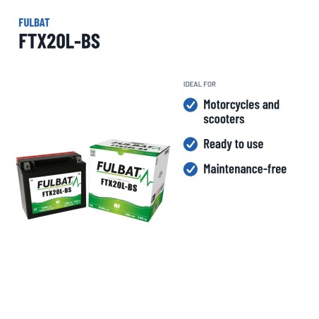 Bateria de mota Fulbat FTX20L-BS 12V 18.9Ah 270A AGM – utilizações recomendadas