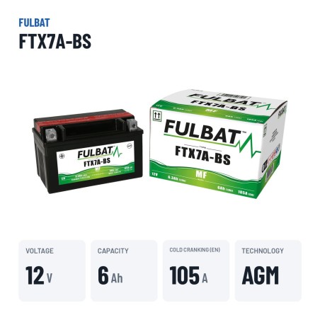 Motorradbatterie Fulbat FTX7A-BS 12V 6.3Ah 105A AGM – wichtigste Daten