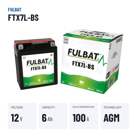 Motorradbatterie Fulbat FTX7L-BS 12V 6.3Ah 100A AGM – wichtigste Daten