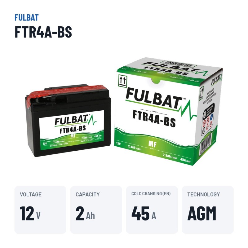 Motorcycle battery Fulbat FTR4A-BS 12V 2.4Ah 45A AGM – key specs