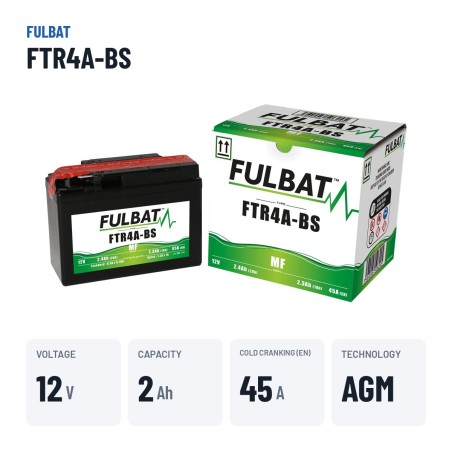 Batteria moto Fulbat FTR4A-BS 12V 2.4Ah 45A AGM – dati principali