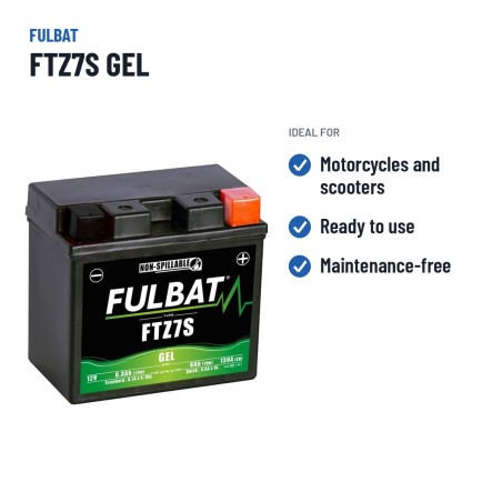 Motorcycle battery Fulbat FTZ7S GEL 12V 6.3Ah 130A GEL – recommended uses