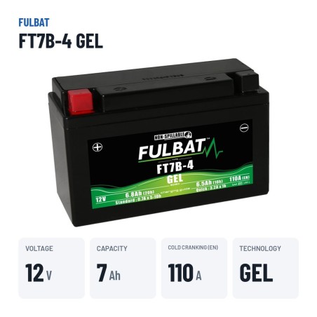 Bateria de mota Fulbat FT7B-4 GEL 12V 6.8Ah 110A GEL – dados principais