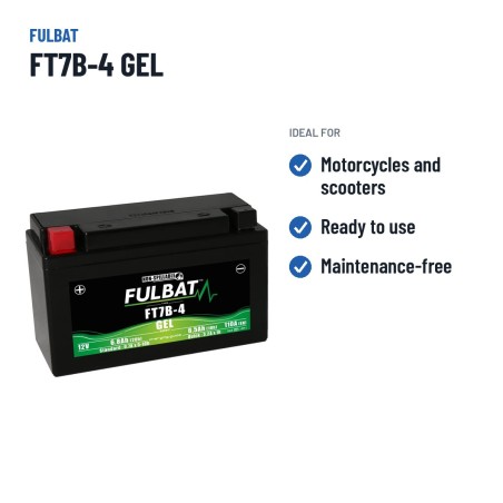 Bateria de mota Fulbat FT7B-4 GEL 12V 6.8Ah 110A GEL – utilizações recomendadas
