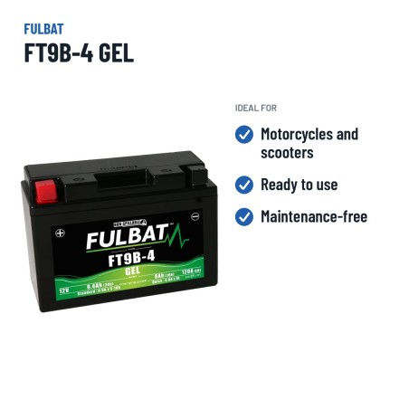 Batteria moto Fulbat FT9B-4 GEL 12V 8.4Ah 120A GEL – usi consigliati
