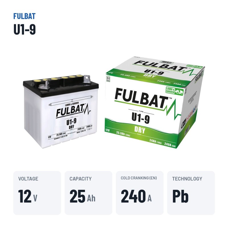 Batteria per rasaerba Fulbat U1-9 24V 25.3Ah 240A – dati principali