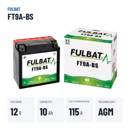 Motorradbatterie Fulbat FT9A-BS 12V 9.5Ah 115A AGM – wichtigste Daten