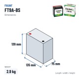 Motorcycle battery Fulbat FT9A-BS 12V 9.5Ah 115A AGM – dimensions 135 × 75 × 139 mm