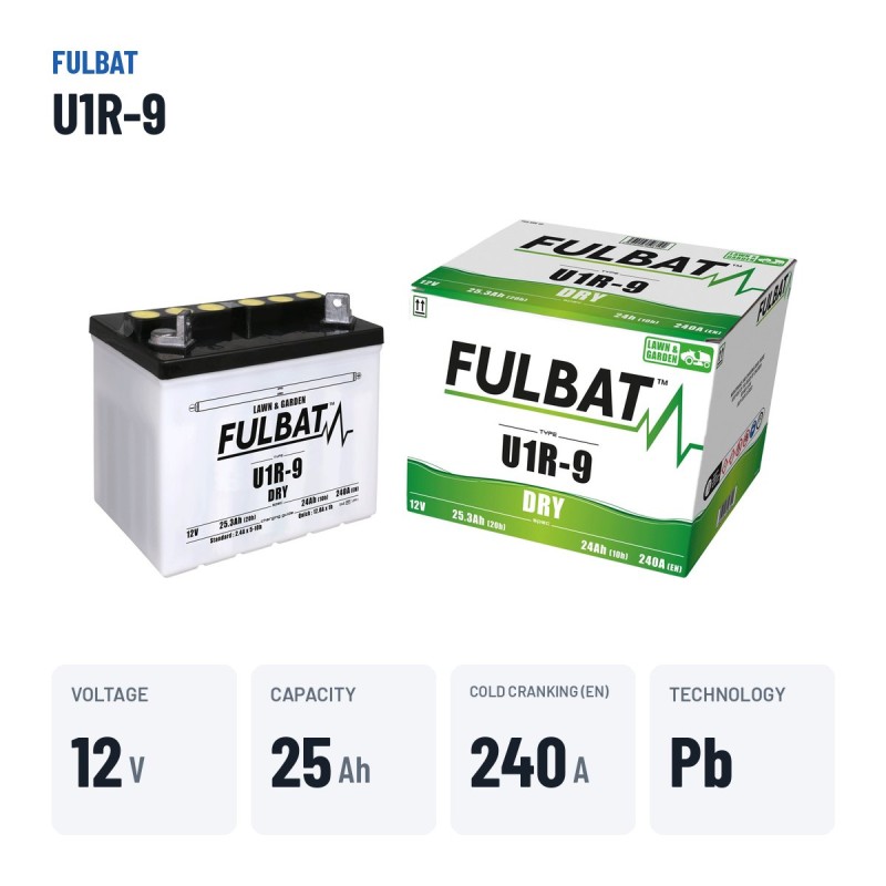 Batterie de tondeuse Fulbat U1R-9 24V 25.3Ah 240A – caractéristiques clés