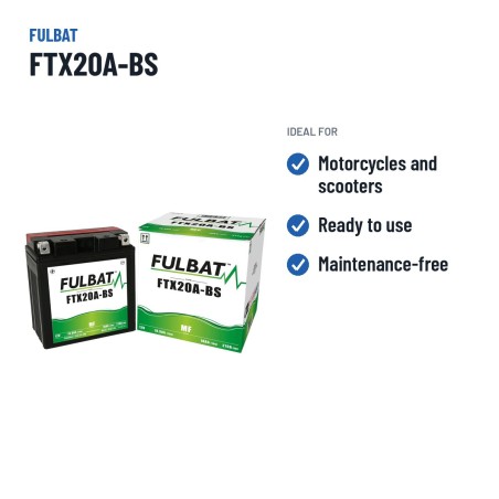Motorcycle battery Fulbat FTX20A-BS 12V 18.9Ah 270A AGM – recommended uses