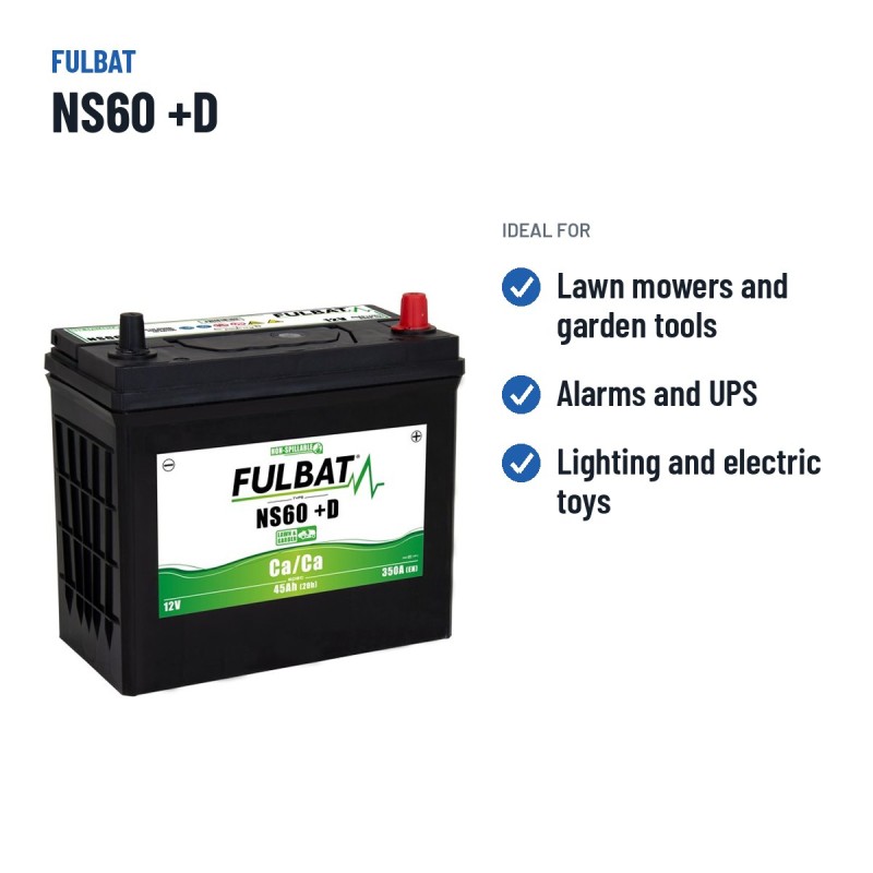 Rasenmäher-Batterie Fulbat NS60 +D 12V 45Ah 350A | baterias.com