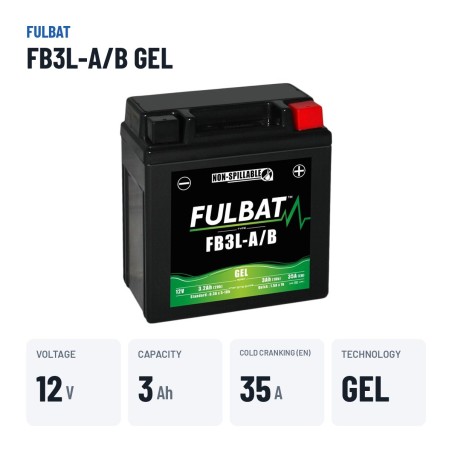 Motorradbatterie Fulbat FB3L-A/B GEL 12V 3.2Ah 35A GEL