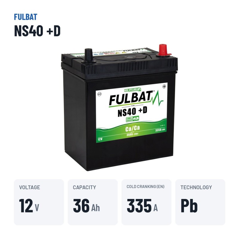 Rasenmäher-Batterie Fulbat NS40 +D 12V 36Ah 335A – wichtigste Daten