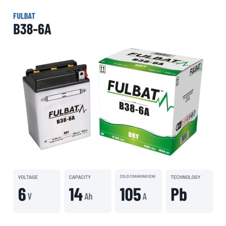 Batteria moto Fulbat B38-6A 6V 13.7Ah 105A – dati principali