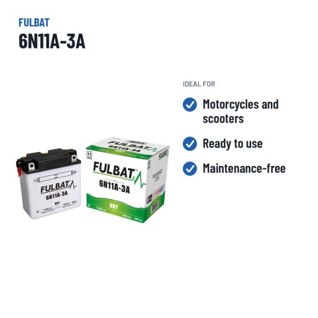 Bateria de mota Fulbat 6N11A-3A 6V 11.6Ah 90A – utilizações recomendadas
