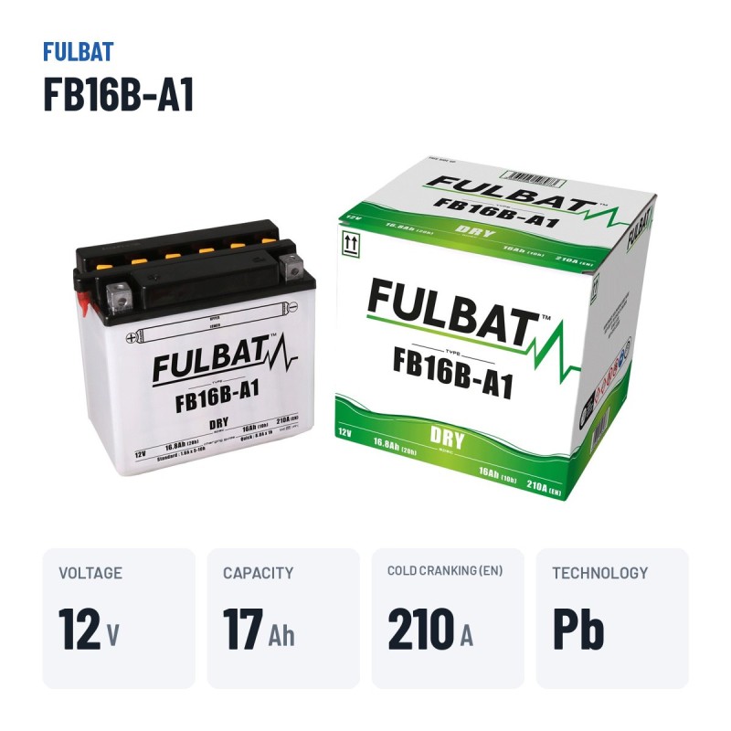 Motorradbatterie Fulbat FB16B-A1 12V 16.8Ah 210A – wichtigste Daten
