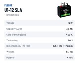 Rasenmäher-Batterie Fulbat U1-12 SLA 12V 32Ah 400A AGM – technische Daten