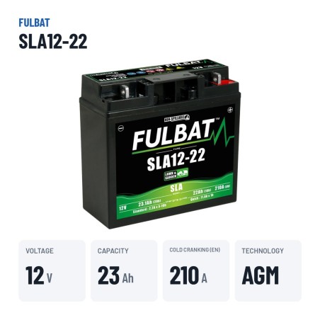 Rasenmäher-Batterie Fulbat SLA12-22 12V 23.1Ah 210A AGM – wichtigste Daten